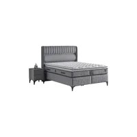 Mobilya Dükkanım Victoria 150 x 200 cm Ayrılabilen Yataklı Başlıklı Çift Kişilik Sandıklı Baza Seti Gri