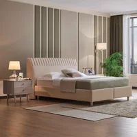 Enza Home Basel 150 x 200 cm Ayrılabilen Başlıklı Çift Kişilik Sandıklı Baza Seti Bej