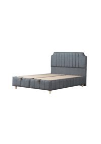 Mobilya Dükkanım Bernita 160 x 200 cm Başlıklı Çift Kişilik Sandıklı Baza Seti Gri