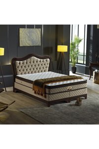 Flora Beddıng Safira 160 x 200 cm Yataklı Başlıklı Çift Kişilik Sandıklı Baza Seti Kahverengi