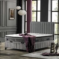 Armis Alegra 180 x 200 cm Yataklı Başlıklı Çift Kişilik Sandıklı Baza Seti Antrasit