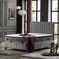 Armis Alegra 200 x 200 cm Yataklı Başlıklı Çift Kişilik Sandıklı Baza Seti Antrasit