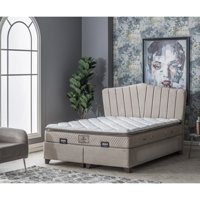 Weltew Home Kiev 160 x 200 cm Ayrılabilen Başlıklı Çift Kişilik Sandıklı Baza Seti Bej