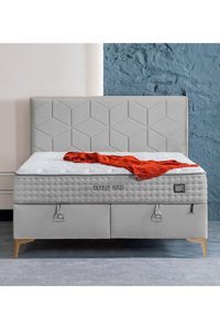 Weltew Yatak Energy Pluss 180 x 200 cm Başlıklı Çift Kişilik Sandıklı Baza Seti Gri