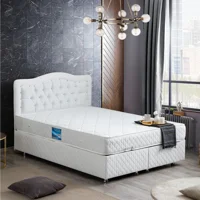 Setay Şah 200 x 160 cm Ayrılabilen Yataklı Başlıklı Çift Kişilik Sandıklı Baza Seti Beyaz