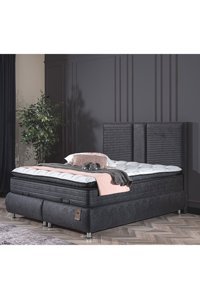 Weltew Home Yakamoz 150 x 200 cm Ayrılabilen Başlıklı Çift Kişilik Sandıklı Baza Seti Siyah