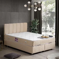 Setay Tetra 200 x 160 cm Ayrılabilen Yataklı Başlıklı Çift Kişilik Sandıklı Baza Seti Bej