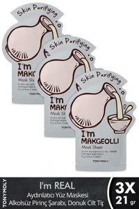 Tonymoly I'M Real Pirinç Şarabı Alkolsüz Nemlendiricili Kağıt Yüz Maskesi 3x21 gr