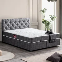 Setay Eylül 180 x 200 cm Ayrılabilen Yataklı Başlıklı Çift Kişilik Sandıklı Baza Seti Gri