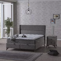 Armis Bio Balance 160 x 200 cm Yataklı Başlıklı Çift Kişilik Sandıklı Baza Seti Füme