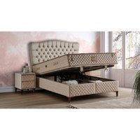 Md Roleks 150 x 200 cm Ayrılabilen Başlıksız Çift Kişilik Sandıklı Baza Krem