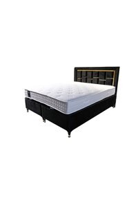 Lotus Yatak 150 x 200 cm Başlıklı Çift Kişilik Sandıklı Baza Siyah