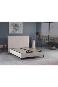 Flora Beddıng Yoga 150 x 200 cm Ayrılabilen Başlıklı Çift Kişilik Sandıklı Baza Seti Bej