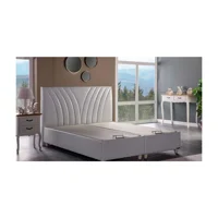 Bellona Verso 150 x 200 cm Ayrılabilen Başlıklı Çift Kişilik Sandıklı Baza Seti Krem
