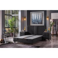 Tutku Yatak Floransa 160 x 200 cm Ayrılabilen Başlıksız Çift Kişilik Sandıklı Baza Antrasit
