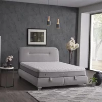 Armis Space 140 x 190 cm Yataklı Başlıklı Çift Kişilik Sandıklı Baza Seti Bej