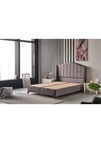 Md Cotton Plus 160 x 200 cm Ayrılabilen Başlıklı Çift Kişilik Sandıklı Baza Seti Gri