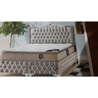 Zelis Mobilya Safran 160 x 200 cm Yataklı Başlıklı Çift Kişilik Sandıklı Baza Seti Krem