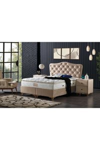 Atlas Royal Mod 160 x 200 cm Ayrılabilen Başlıksız Çift Kişilik Sandıklı Baza Bej