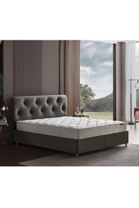 Yataş Somni 140 x 190 cm Başlıklı Çift Kişilik Sandıklı Baza Seti Gri