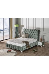 Hammak Home Klas 180 x 200 cm Ayrılabilen Yataklı Başlıklı Çift Kişilik Sandıklı Baza Seti Yeşil