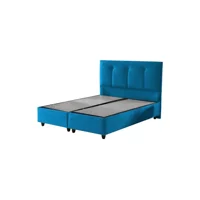 İpek Mobilya Manolya 150 x 200 cm Başlıklı Çift Kişilik Sandıklı Baza Seti Mavi