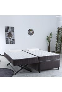 Flora Beddıng Blau 100 x 200 cm Yataklı Başlıksız Çift Kişilik Baza Siyah