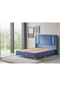 Md Blue Diamond 180 x 200 cm Ayrılabilen Başlıklı Çift Kişilik Sandıklı Baza Seti Mavi
