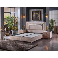 Tutku Yatak Oxycore 150 x 200 cm Ayrılabilen Başlıksız Çift Kişilik Sandıklı Baza Ekru