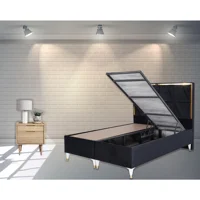 Berksan Uyku Dünyası 100 x 200 cm Başlıklı Çift Kişilik Sandıklı Baza Seti Siyah