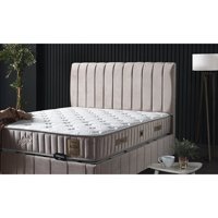 Armis Aliza 200 x 200 cm Ayrılabilen Yataklı Başlıklı Çift Kişilik Sandıklı Baza Seti Krem