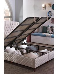 Md Eva 200 x 200 cm Ayrılabilen Başlıksız Çift Kişilik Sandıklı Baza Beyaz