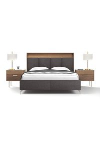 Enza Home Pavia 200 x 200 cm Başlıklı Çift Kişilik Sandıklı Baza Seti Kahverengi