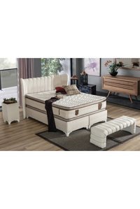 Hammak Home Quantum 180 x 200 cm Ayrılabilen Yataklı Başlıklı Çift Kişilik Sandıklı Baza Seti Bej