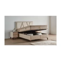 Md Rodos 150 x 200 cm Ayrılabilen Başlıksız Çift Kişilik Sandıklı Baza Krem