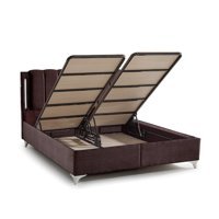 Md Double 180 x 200 cm Ayrılabilen Başlıklı Çift Kişilik Sandıklı Baza Seti Kahve