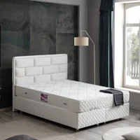 Setay Diego 150 x 200 cm Ayrılabilen Başlıklı Çift Kişilik Sandıklı Baza Seti Krem