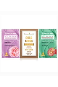 Huncalife Altın+Gül&E Vitamini+Üzüm Çekirdeği&E Vitamini Soyulabilir Krem Yüz Maskesi 10x10 ml