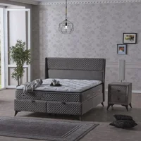 Armis Bio Balance 140 x 190 cm Yataklı Başlıklı Çift Kişilik Sandıklı Baza Seti Füme
