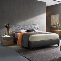 Enza Home Dorian 150 x 200 cm Başlıklı Çift Kişilik Sandıklı Baza Seti Antrasit