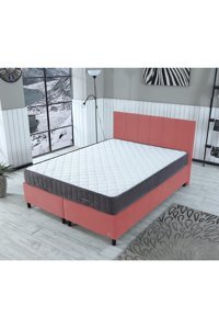 İpek Mobilya Alto 100 x 200 cm Yataklı Başlıklı Çift Kişilik Sandıklı Baza Seti Pembe