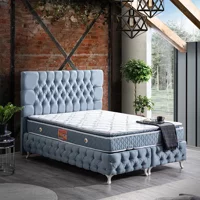 Setay Roma 140 x 190 cm Ayrılabilen Başlıklı Çift Kişilik Sandıklı Baza Seti Mavi