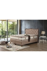 Hammak Home Brown 160 x 200 cm Ayrılabilen Yataklı Başlıklı Çift Kişilik Sandıklı Baza Seti Kahverengi