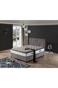 Hammak Home Geometry 180 x 200 cm Ayrılabilen Yataklı Başlıklı Çift Kişilik Sandıklı Baza Seti Kahverengi