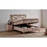 Md Helen 150 x 200 cm Ayrılabilen Başlıksız Çift Kişilik Sandıklı Baza Pudra