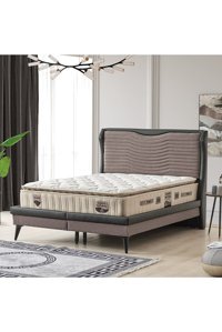 Flora Beddıng Sando Natural 200 x 200 cm Yataklı Başlıklı Çift Kişilik Baza Seti Siyah