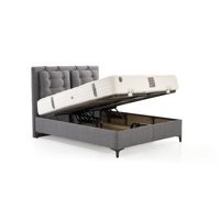 Md Golf 160 x 200 cm Ayrılabilen Başlıklı Çift Kişilik Sandıklı Baza Seti Gri
