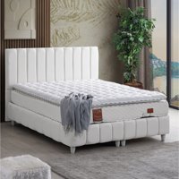 Cesur Narva 160 x 200 cm Ayrılabilen Başlıklı Çift Kişilik Sandıklı Baza Seti Beyaz