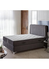 Md Vita 160 x 200 cm Yataklı Başlıklı Çift Kişilik Sandıklı Baza Seti Siyah