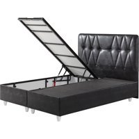 Belletto 160 x 200 cm Ayrılabilen Başlıklı Çift Kişilik Sandıklı Baza Seti Siyah